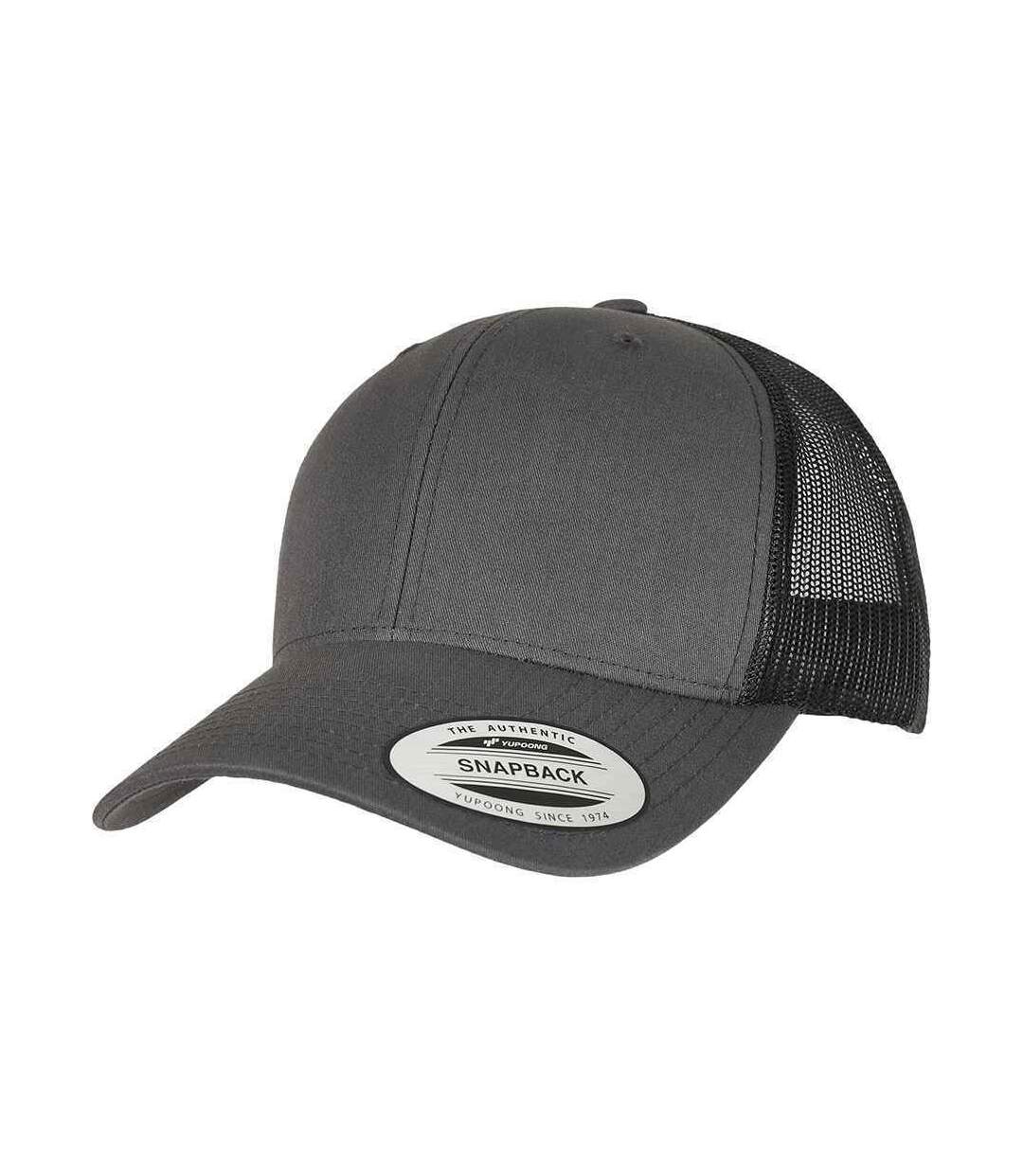 Unisex Adult Classics Recycled Two Tone Trucker Cap Charcoal Black Flexfit-1