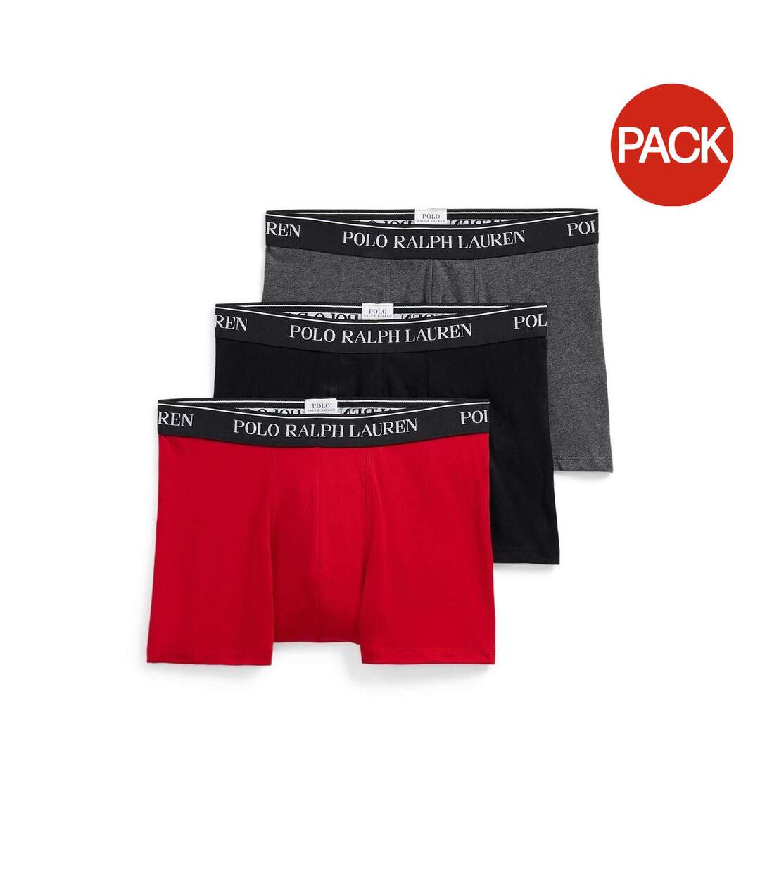 Pack Of 3  Mens Boxer Shorts  Black Heather Grey Red Marl Ralph Lauren-1