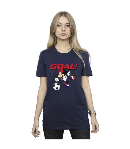 Disney Womens/Ladies Minnie Mouse Going For Goal - T-shirt boyfriend en coton (Bleu marine) - UTBI38663