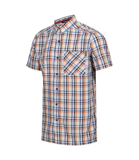 Mens Mindano Viii Checked Short-sleeved Shirt New Royal Persimmon Marshmallow Regatta