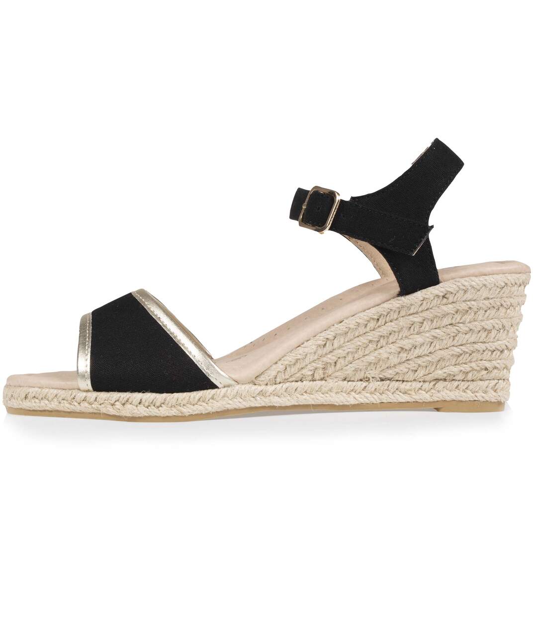 Isotoner Espadrilles femme à talon 6 cm, très confortables et liseré doré