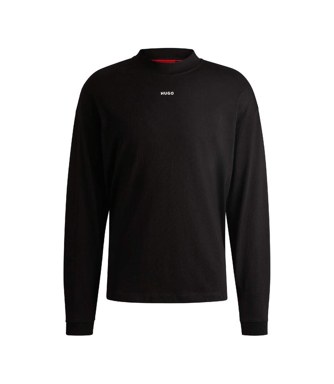 Mens Mock Neck Long-sleeved T-shirt Black Hugo-1
