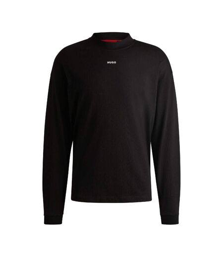 Mens Mock Neck Long-sleeved T-shirt Black Hugo