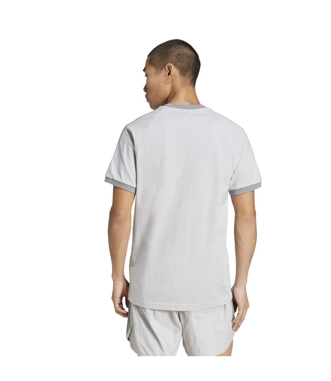 Mens 3 Stripes Cotton T-shirt Grey Adidas-1