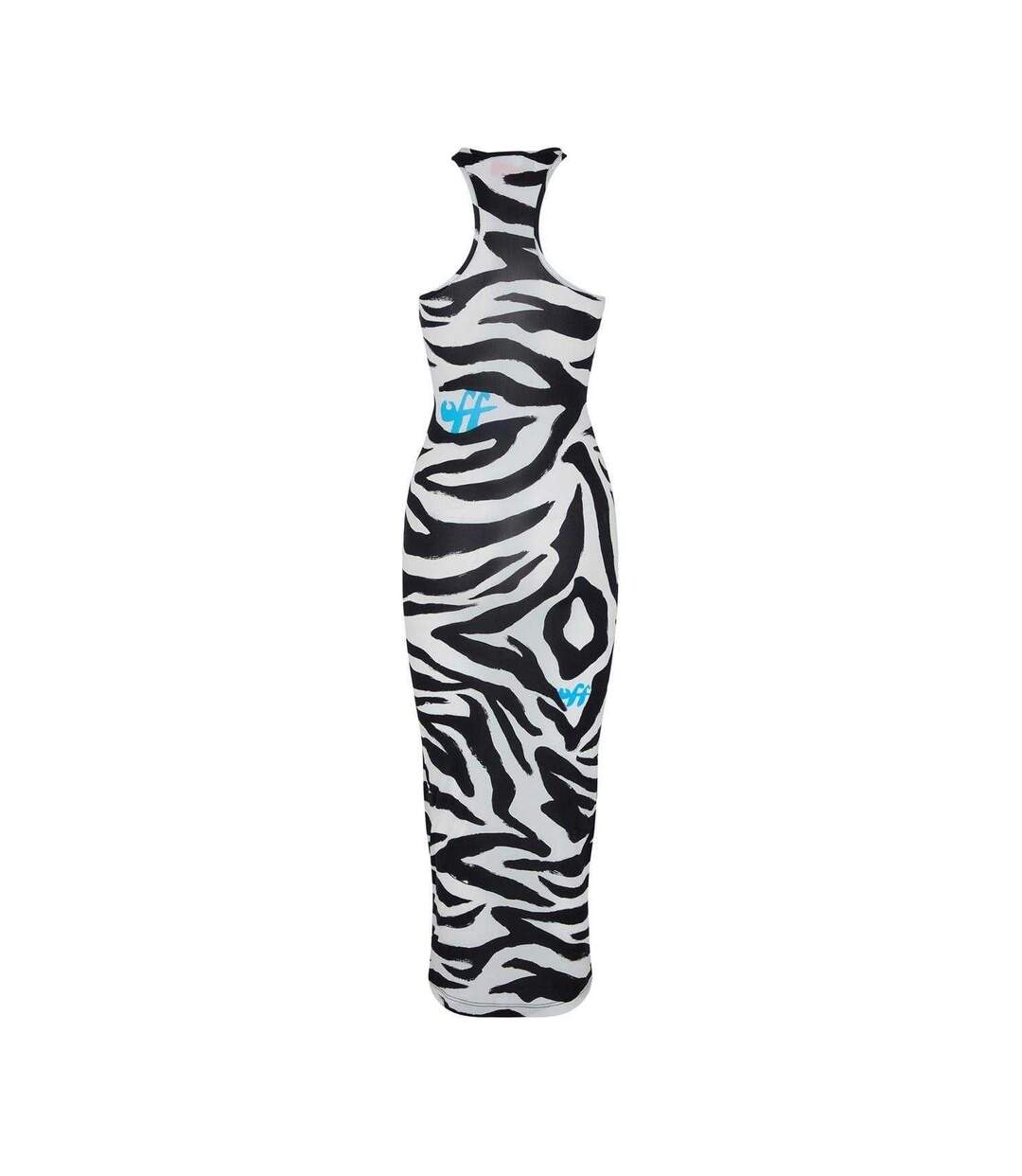 Womens/ladies Zebra Print Maxi Dress Black White Off White-2