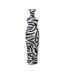 Womens/ladies Zebra Print Maxi Dress Black White Off White-2