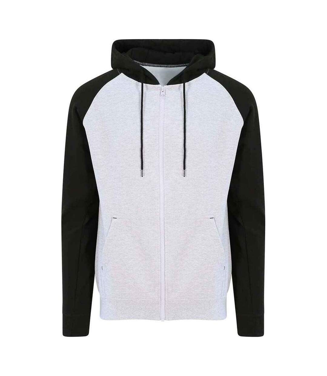 Sweat À Capuche Just Hoods Baseball Adulte Gris Chiné Awdis-1
