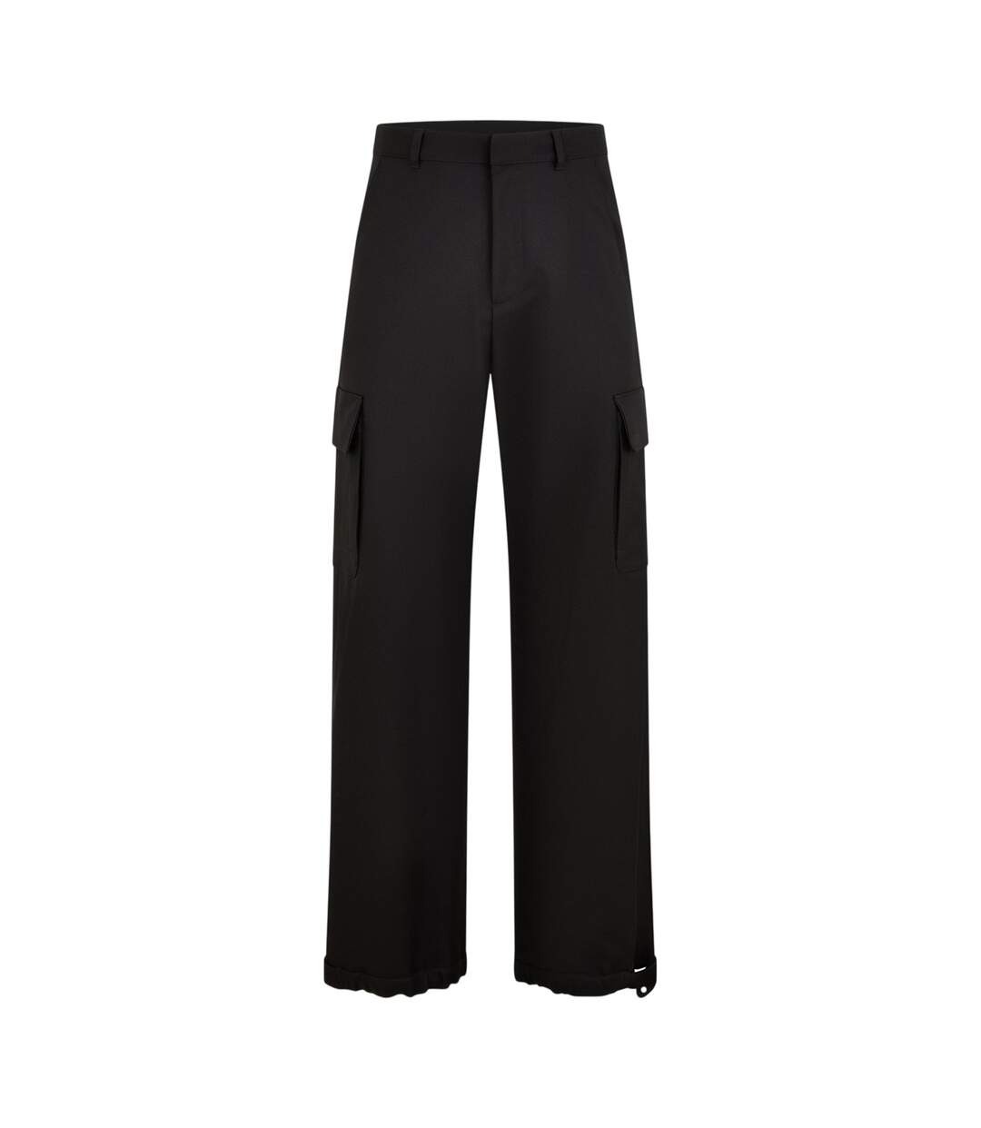 Unisex Adult Wide Leg Cargo Trousers Black Off White-1