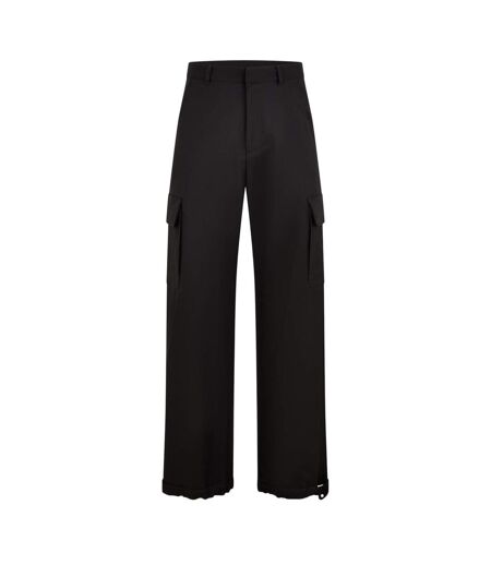 Unisex Adult Wide Leg Cargo Trousers Black Off White