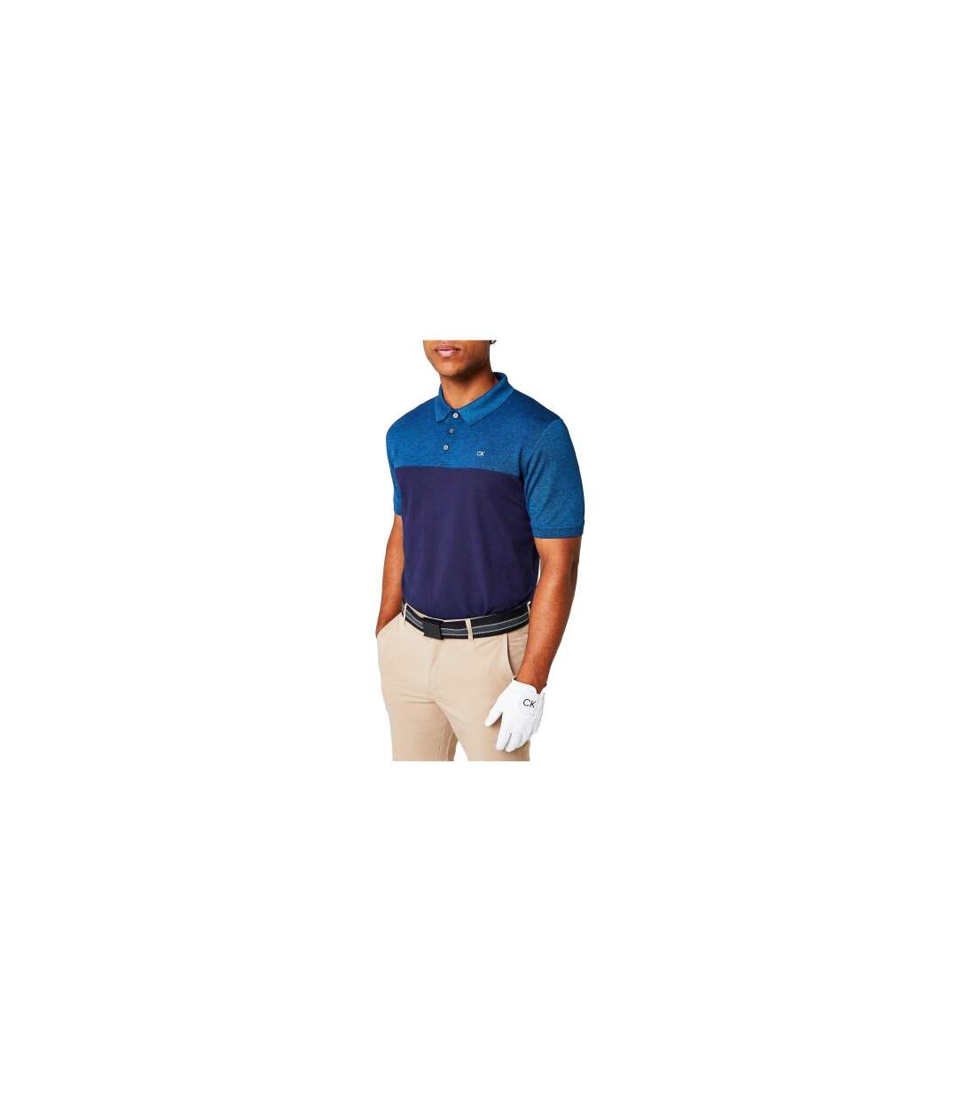 Mens Colour Block Golf Polo Shirt Blue Navy Calvin Klein-1