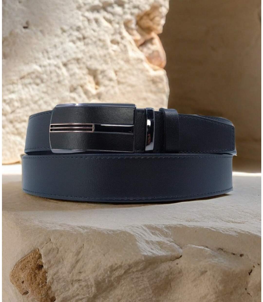 Ceinture en cuir homme cuir  vachette de couleur noir - Sangle réglable-3