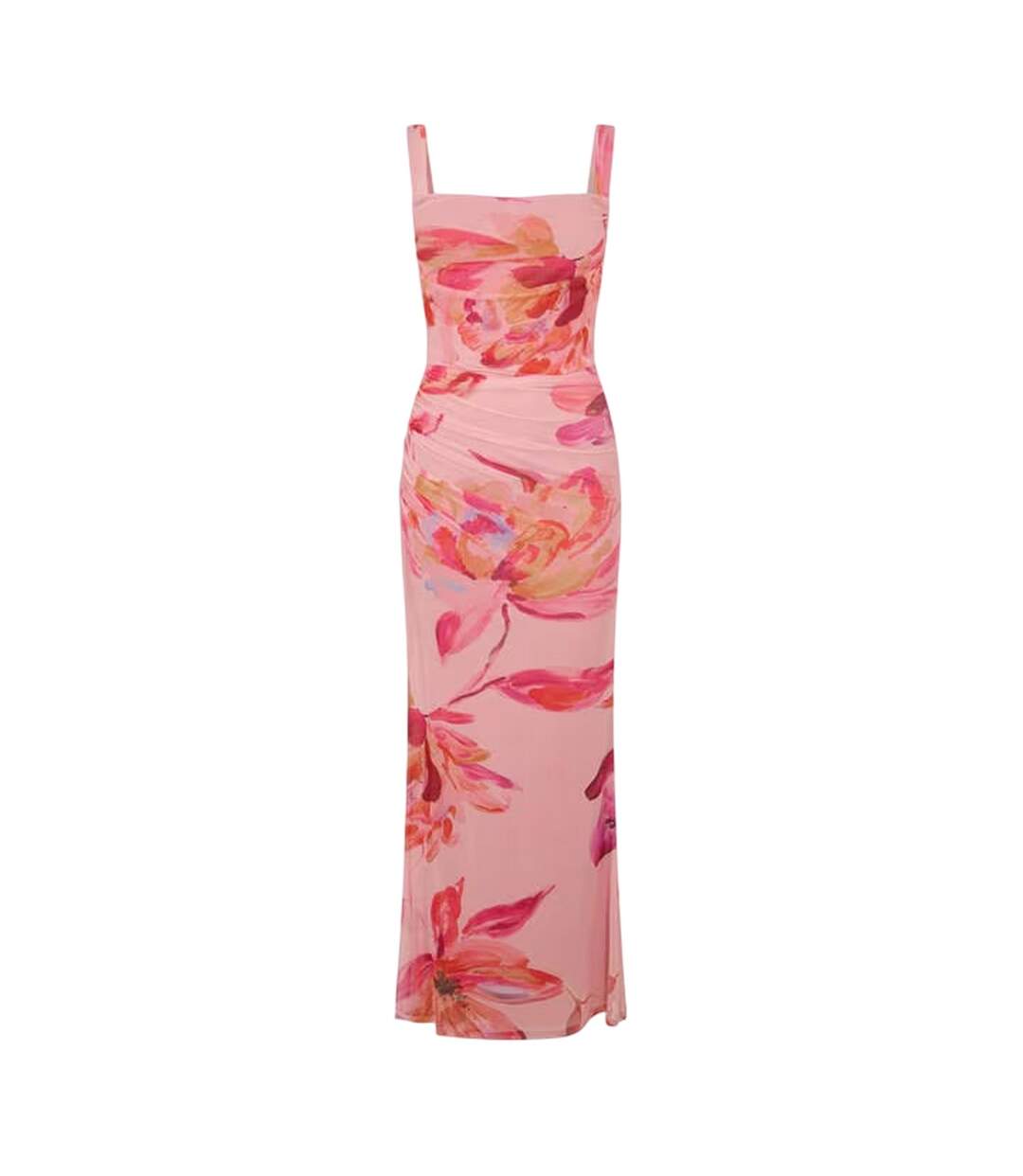Womens/ladies Floral Mesh Maxi Dress Pink I Saw It First-2