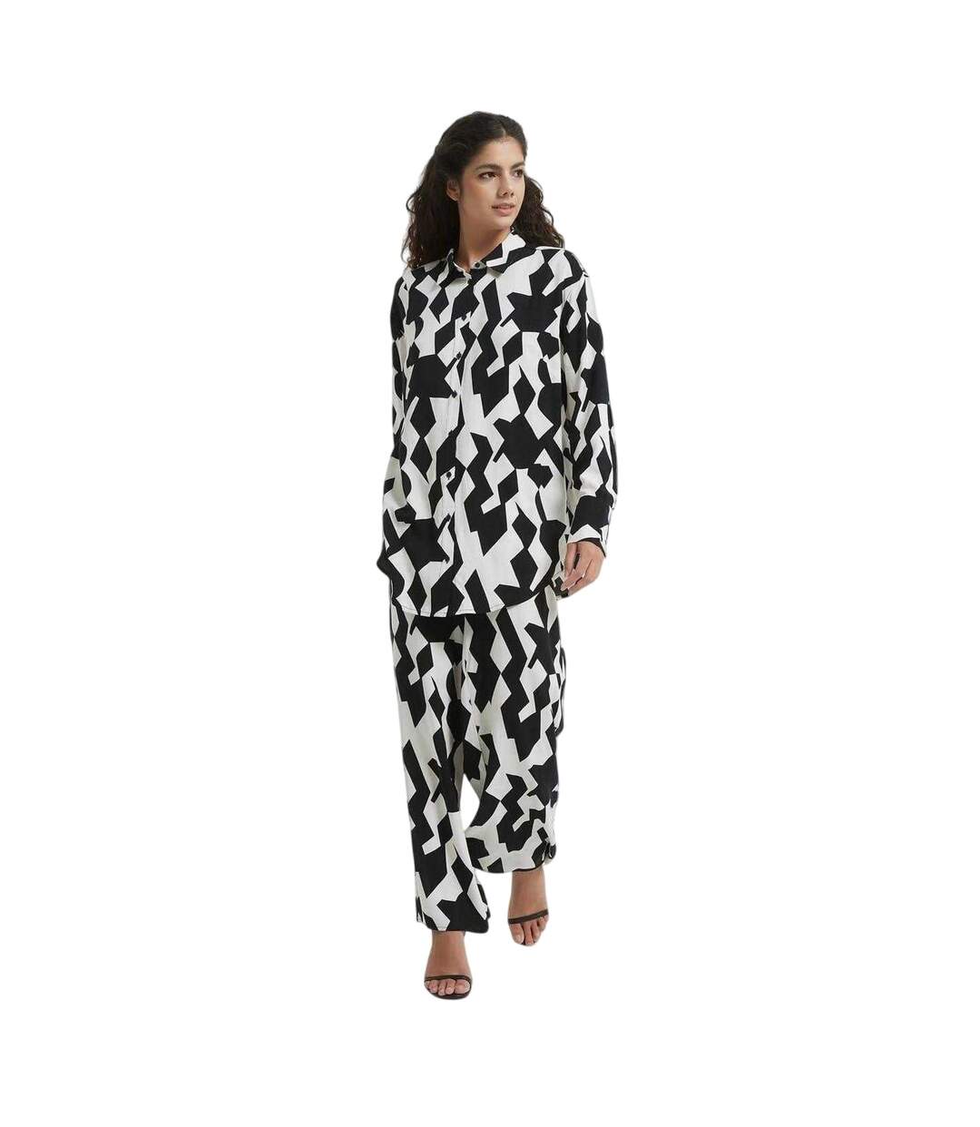 Chemise Motif/style Monochrome Femme Noir Blanc Be You-1