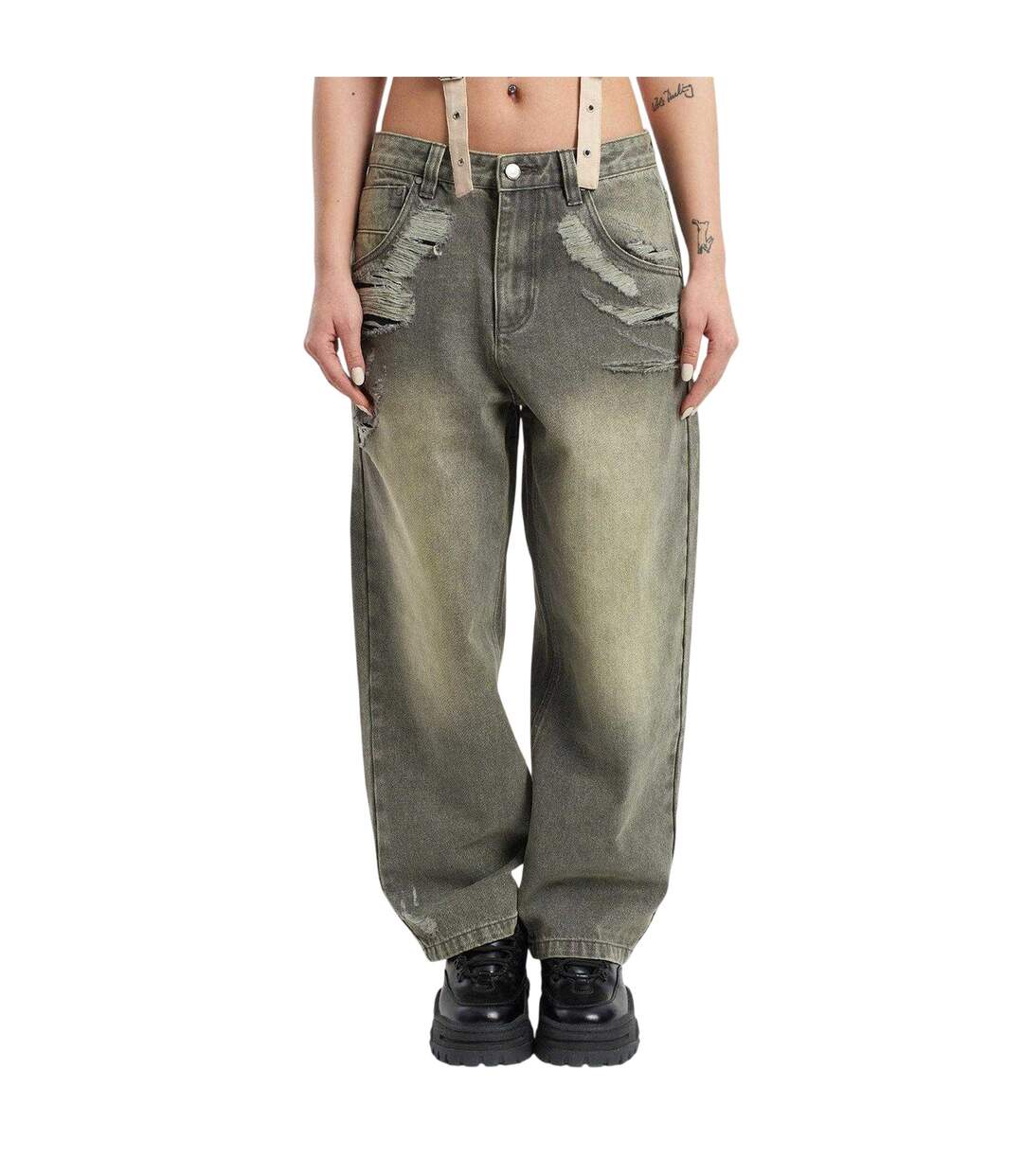 Jean Crescent Femme Gris The Ragged Priest-2