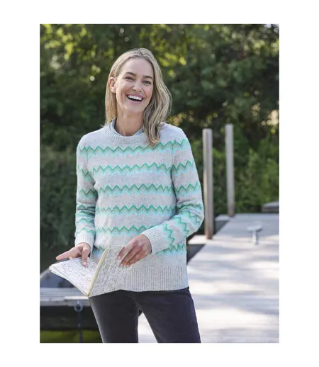 Womens/ladies Chevron Striped Soft Jumper Grey WoolOvers