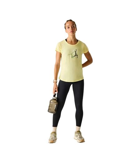T-shirt Motif/style Posture De Yoga Serenity Femme Jaune Cire Dare 2B