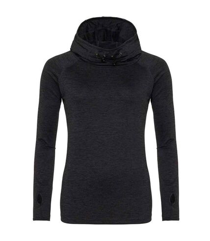 Womens/ladies cowl neck top black slate melange AWDis Cool