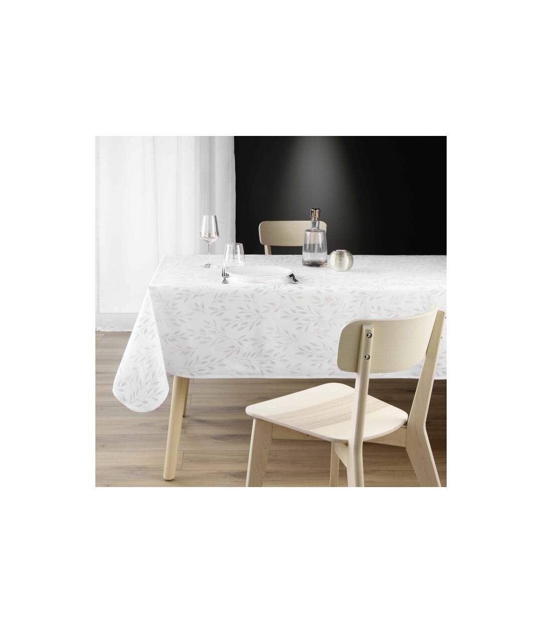 Nappe Antitache Imprimé Lonigold 150x240cm Blanc-3