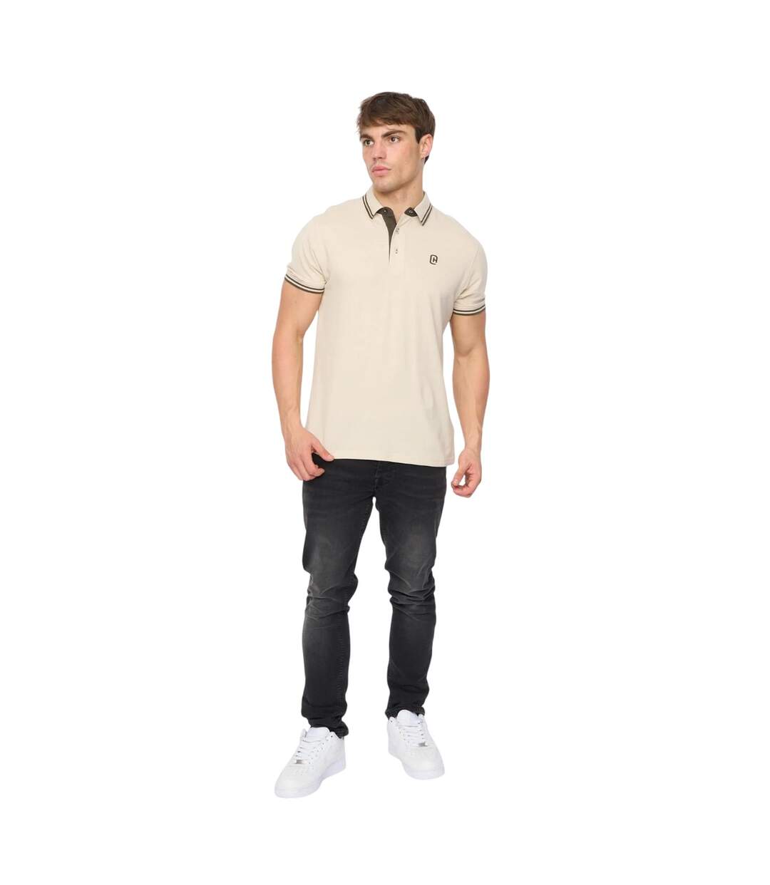 Mens Mackerby Polo Shirt Off White Crosshatch-1