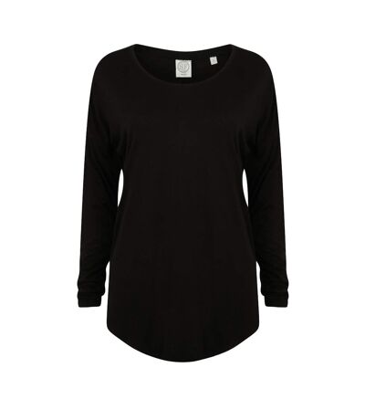 SF Womens/Ladies Long Sleeve Slounge Top (Black)
