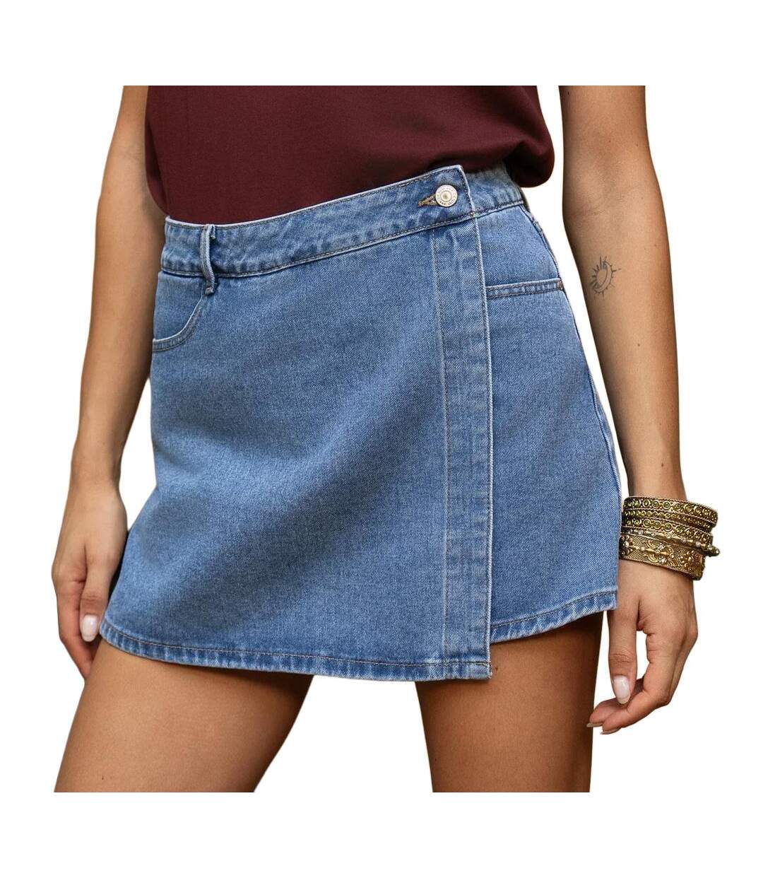 Jupe short bleu clair femme oraije jadene-1