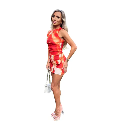 Combishort Motif/style Tie-dye Femme Orange AX Paris