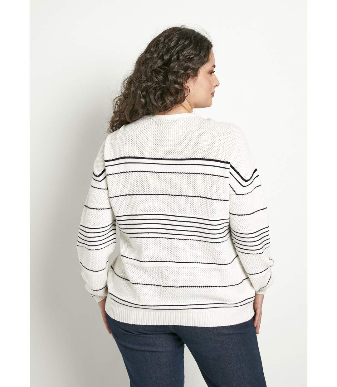 Pull doux rayé col rond esprit marinière-2