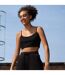 Skinni Fit Womens/Ladies Fashion Sustainable Adjustable Strap Crop Top (Black)