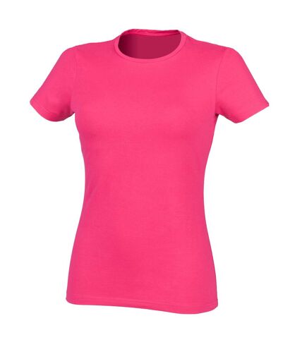 Skinni Fit Womens/Ladies Feel Good Stretch Short Sleeve T-Shirt (Fuchsia) - UTRW4422