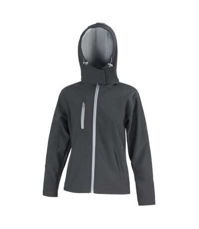 Result Core Womens/Ladies Lite Hooded Softshell Jacket (Black/Grey) - UTBC3252