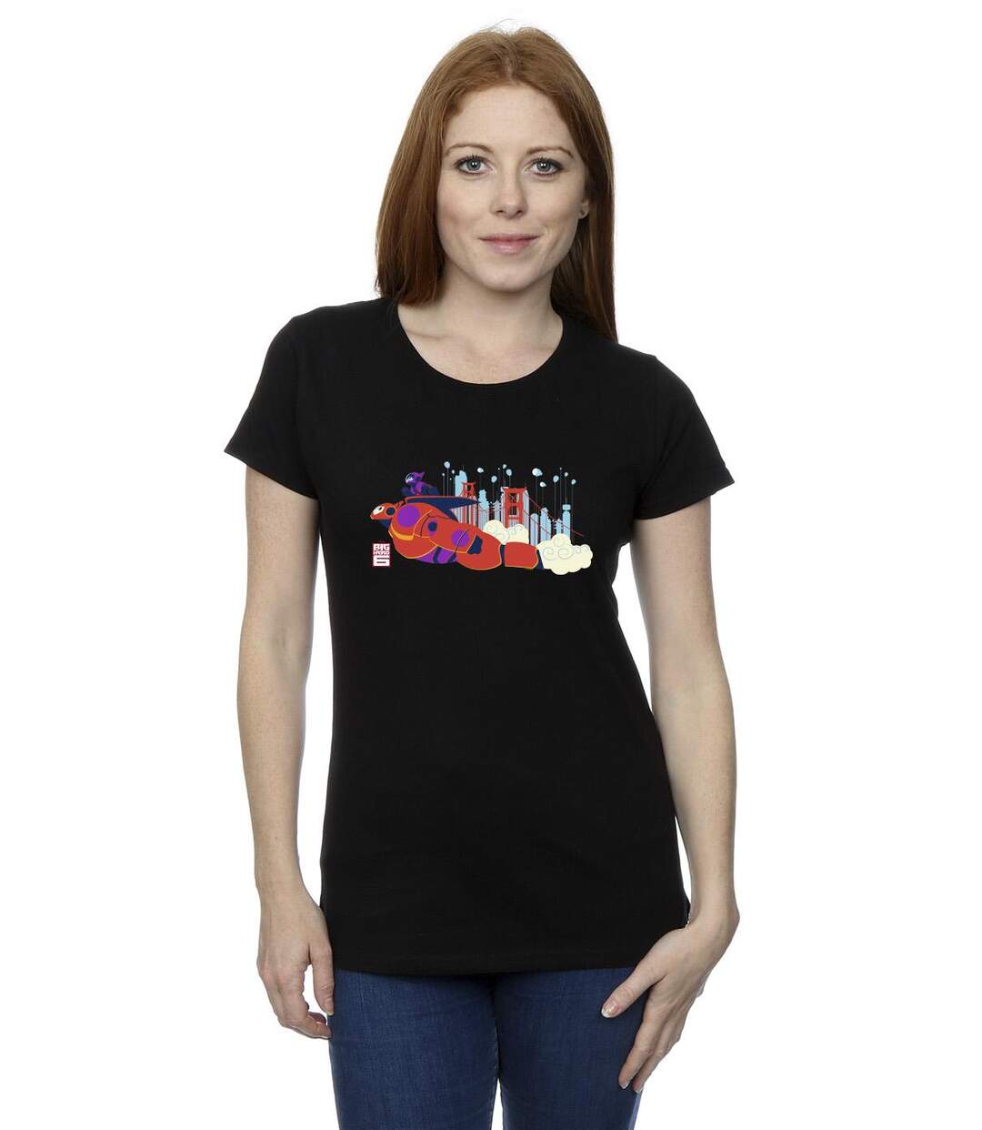 Disney - T-shirt BIG HERO BAYMAX HIRO BRIDGE - Femme (Noir) - UTBI13178-2