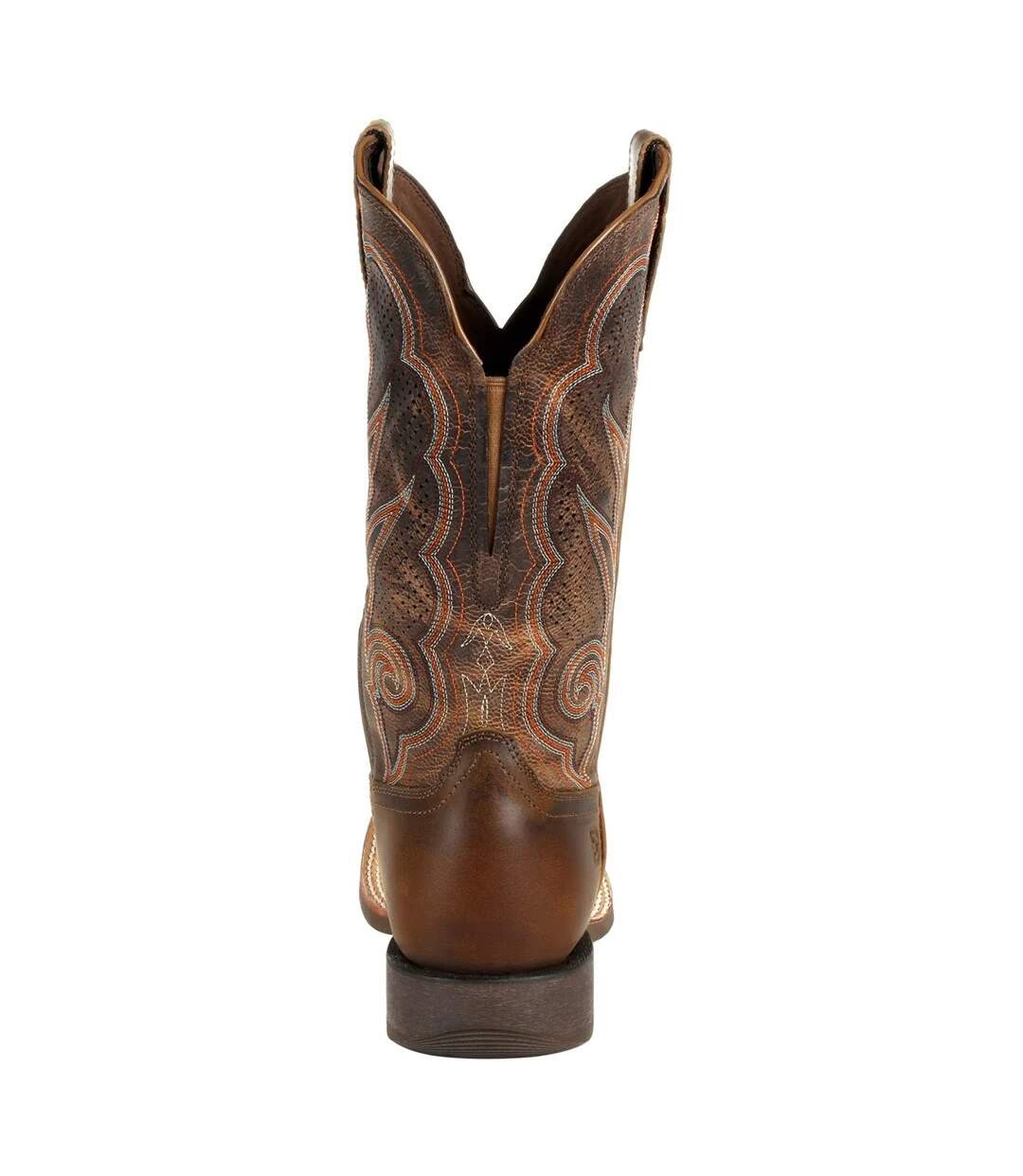 Womens/ladies Lady Rebel Pro Full Grain Leather Cowboy Boots Distressed Cognac Durango-2