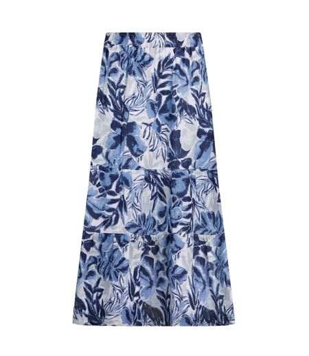 Womens/ladies harini printed double layered midi skirt estate blue Weird Fish