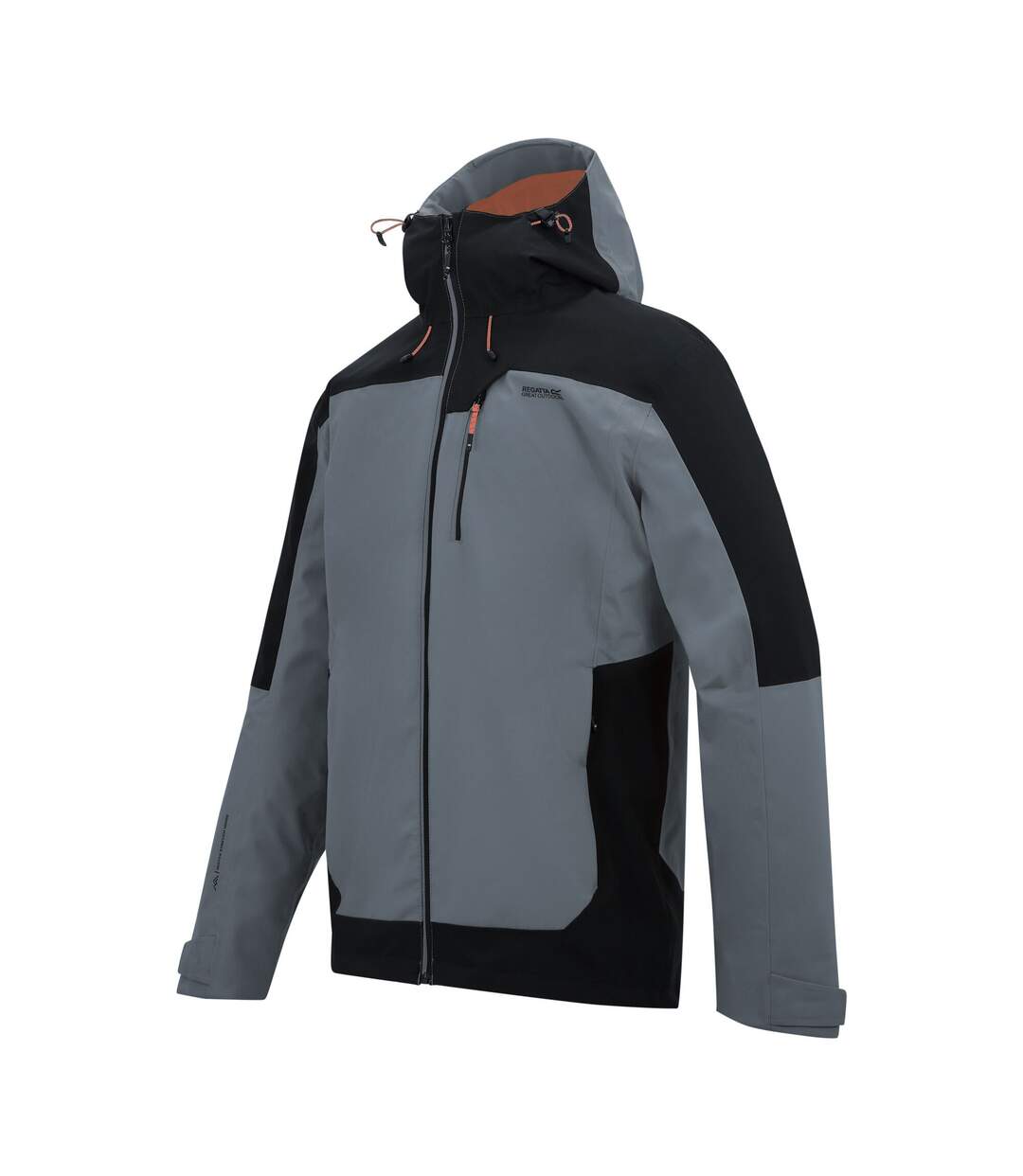 Veste Imperméable Extensible À Capuche Highton Homme Gris Foncé Noir Regatta-4