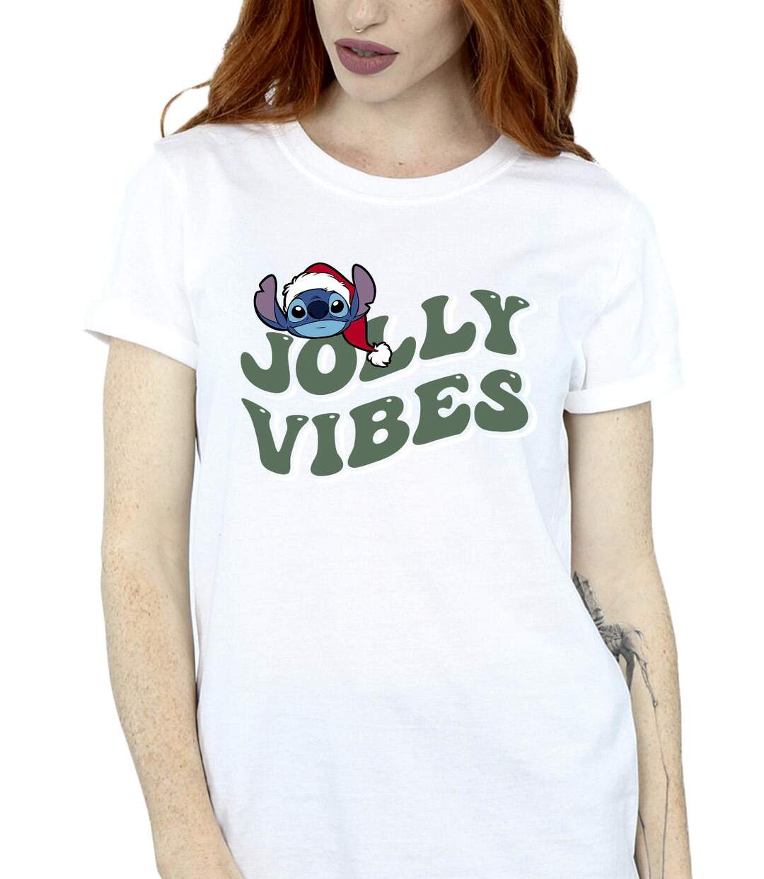 Disney Womens/Ladies Lilo & Stitch Jolly Chilling Vibes Cotton Boyfriend T-Shirt (Blanc) - UTBI30676-3