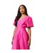 Womens/ladies pleated puff sleeve midi dress cerise Principles-3