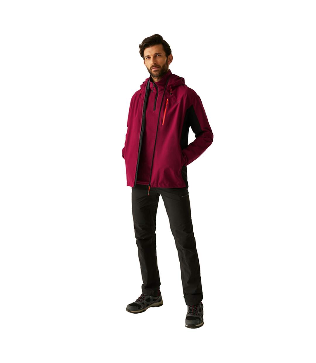 Veste Imperméable Birchdale Homme Pourpre Foncé Noir Regatta-1