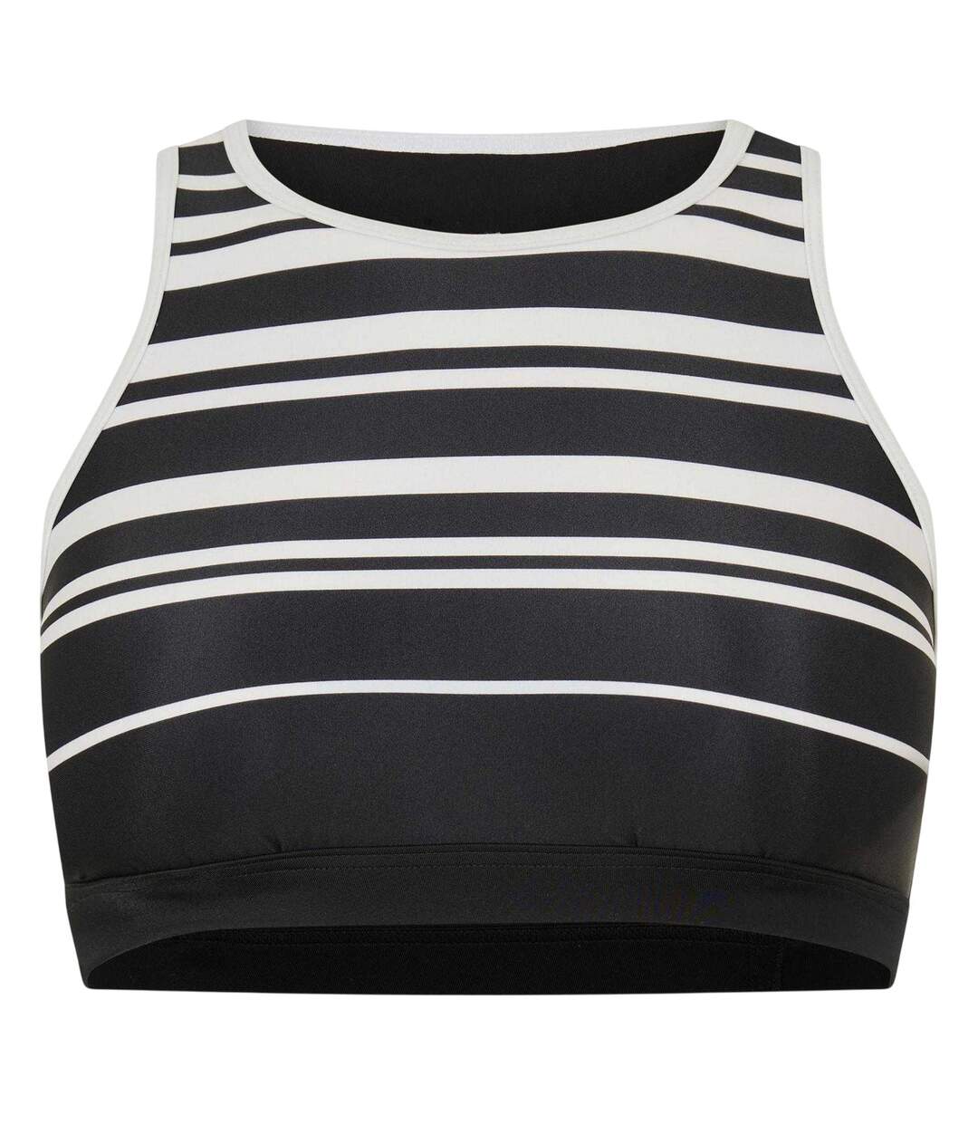 Womens/ladies Stripe Crop Top Black Zoggs-2