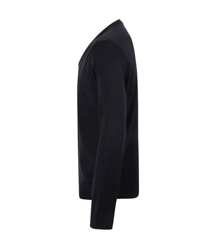 Henbury Mens Cotton Acrylic V Neck Sweatshirt (Black) - UTPC5898
