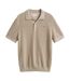 Mens Textured Short-sleeved Polo Shirt Oat Melange Gant-2