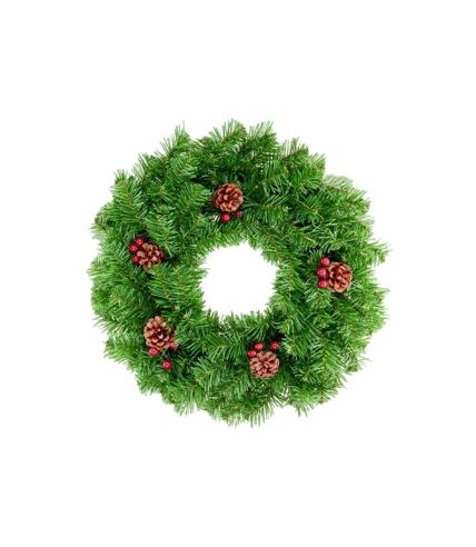 Christmas berries & cones wreath 50cm green/red Premier