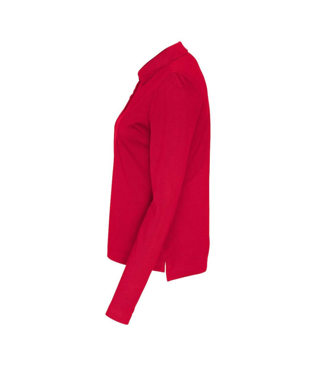 Womens/ladies Pique Long-sleeved Polo Shirt Red Cottover-3