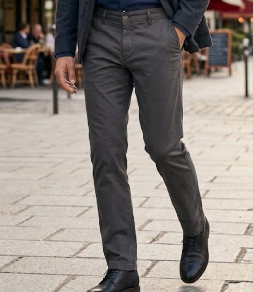 CHALLENGER PANT4007 — Pantalon chino gris : liberté de mouvement et coupe confort-1