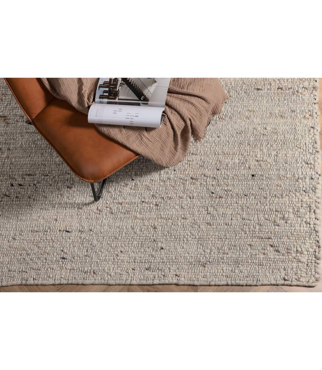 Tapis Déco en Laine Loump 160x230cm Blanc & Beige-4