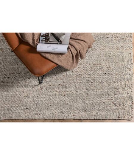 Tapis Déco en Laine Loump 160x230cm Blanc & Beige