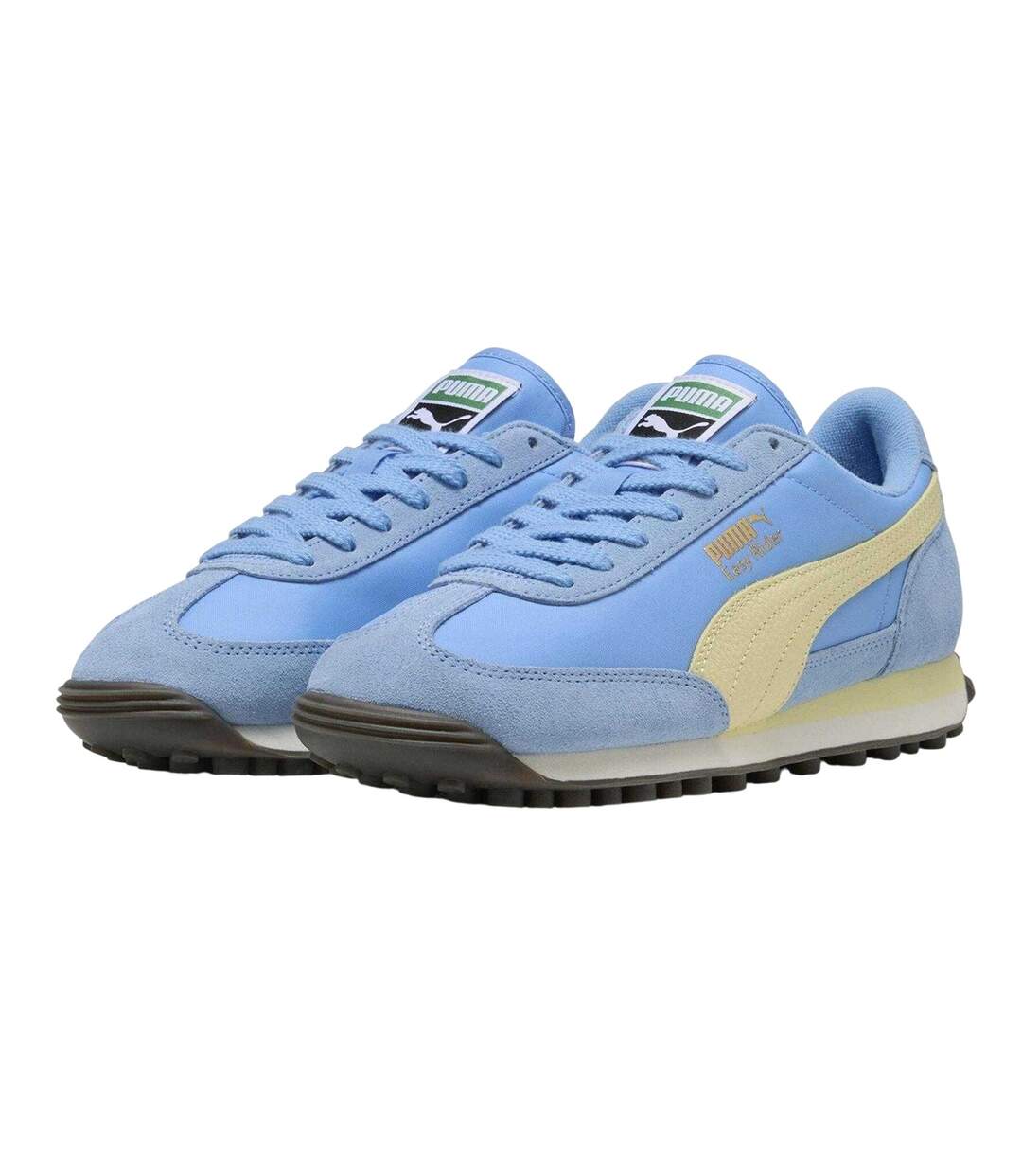 Womens/ladies Easy Rider Suede Trainers Blue Yellow Puma-4