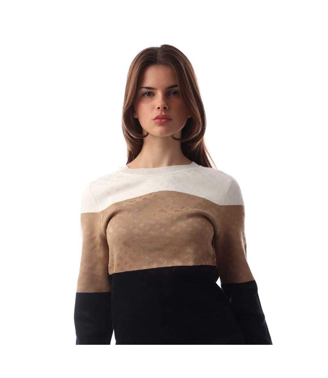 Sweat Motif/style Blocs De Couleurs Fireria Femme Crème Marron Clair Noir Boss-4