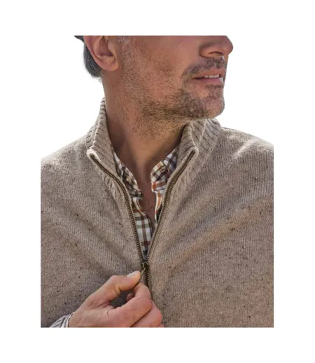 Mens Lincoln Lambswool Full Zip Cardigan Oat Marl WoolOvers