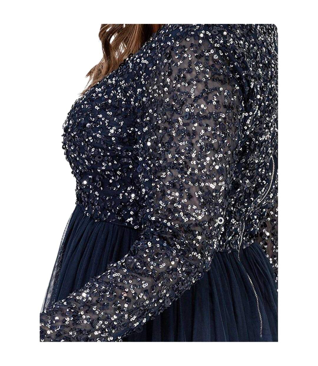 Blouse Manches Longues Motif/style Paillette Femme Bleu Marine Maya Deluxe-4