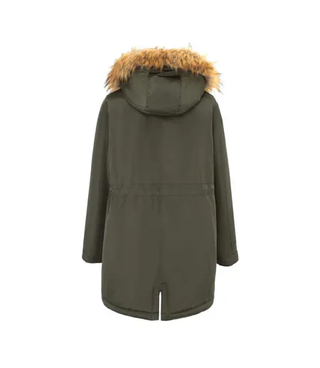 Parka Motif/style À Capuche Femme Vert Kaki Miso